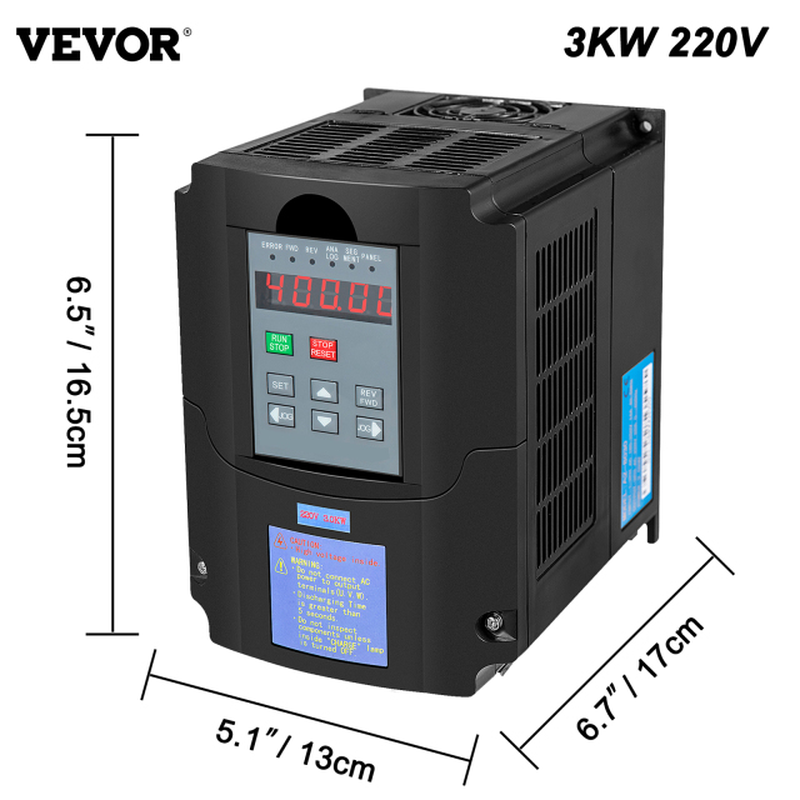 VEVOR VFD Frequency Inverter 1.5/2.2/3.0/4.0/7.5KW 220V 3 Phase Variable Speed Drive Frequency Converter for CNC Milling Machine