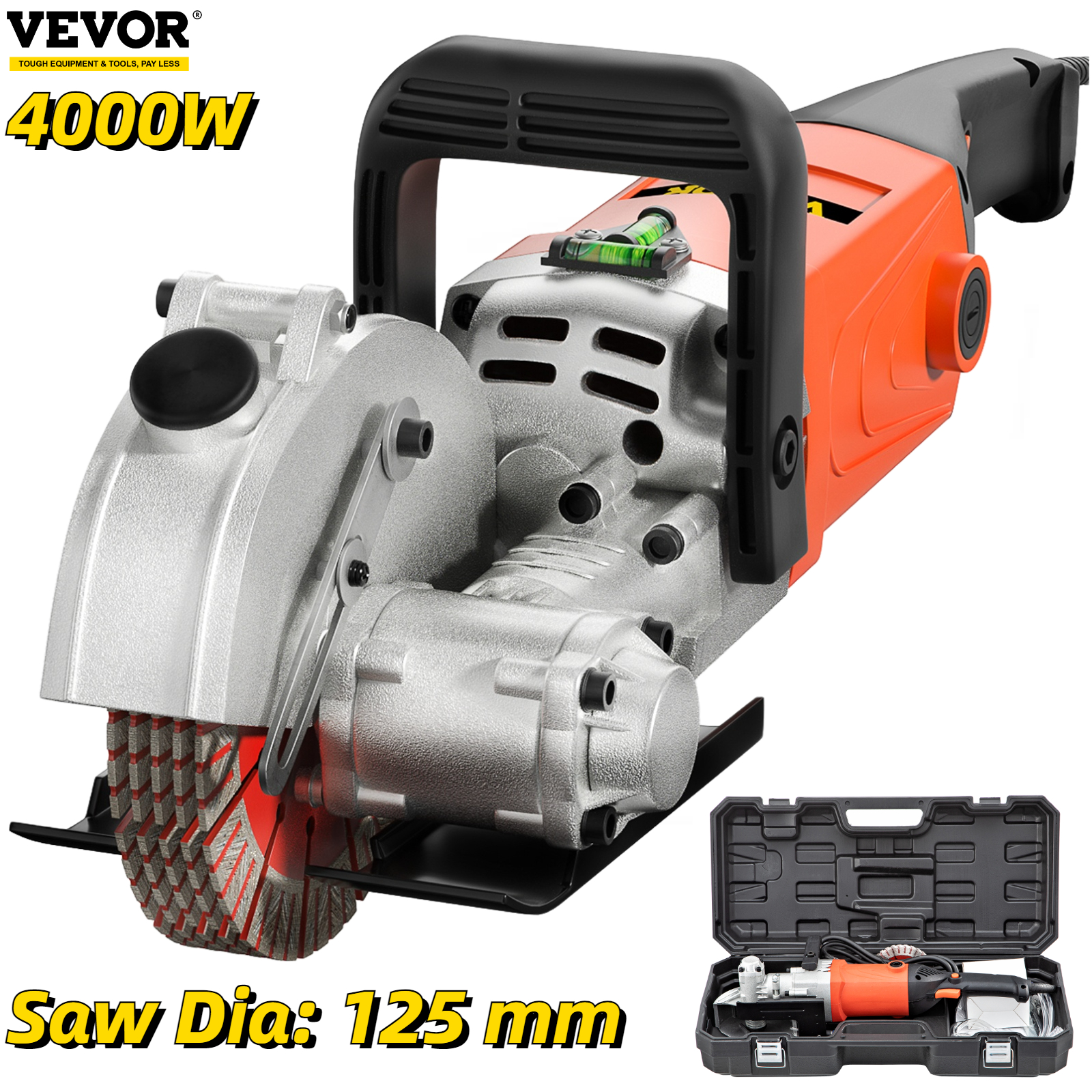 4KW Wall Chaser Concrete Brick Cutter 7500RPM Electric Seamless Groove Slotting Machine 125Mm Circular Saw Power Tool Set