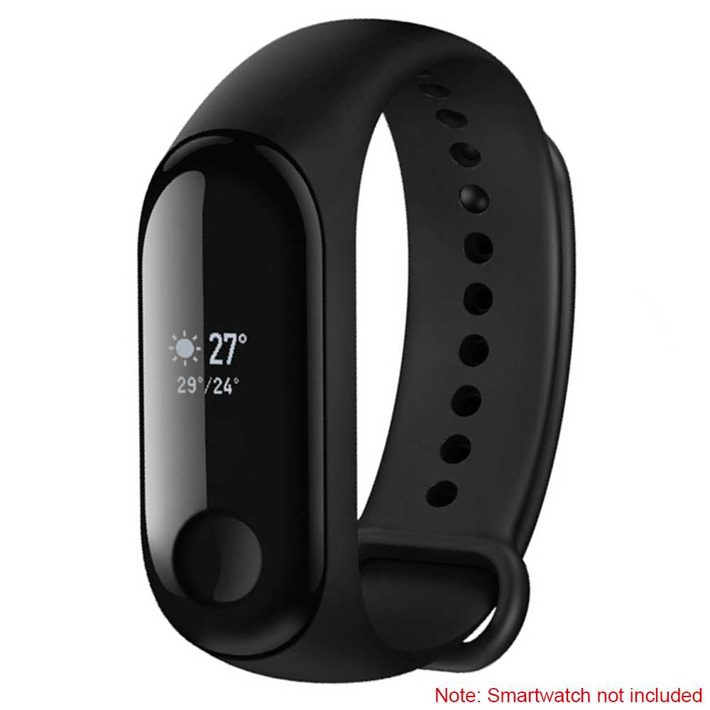 Silicone Bracelet Strap Compatible with Xiaomi Mi Smart Band 3 4 Black Adjustable Watchband Wristband Replacement