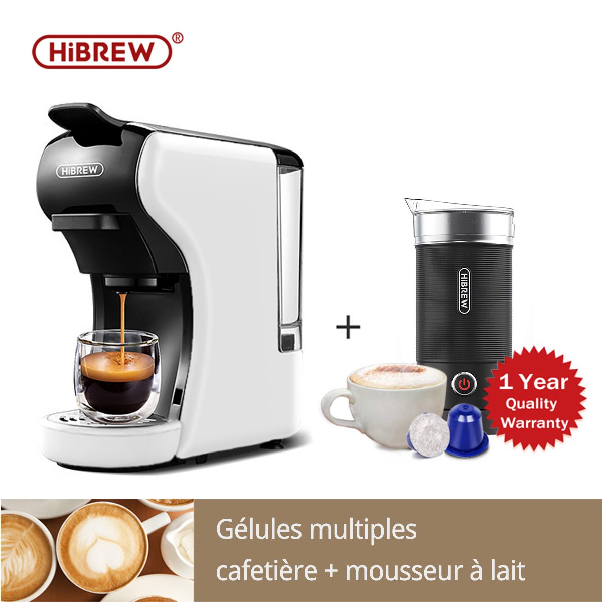 4In1 Multiple Espresso Coffee Machine with Fully Automatic Hot & Cold Milk Foaming Machine Cafetera Cappuccino Latte