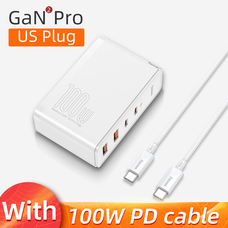 Gan Charger 100W USB Type C PD Fast Charger with Quick Charge 4.0 3.0 USB Phone Charger for Macbook Laptop Smartphone