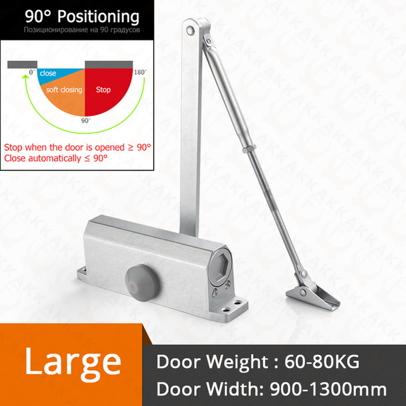 Automatic Door Closer 2 Spring Hydraulic Buffer Adjustable Door Stopper Speed Mute Closing for 25 to 80KG Door Hardware