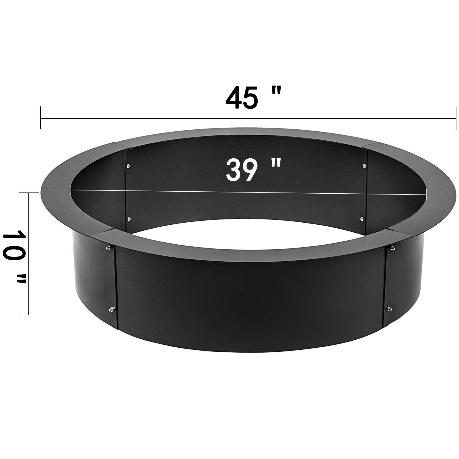 Fire Pit Ring/Liner Easy to Assemble Install Q235 Steel outside Diameter 36" 42" 45" for Outdoor Camping Fishing Barbecue