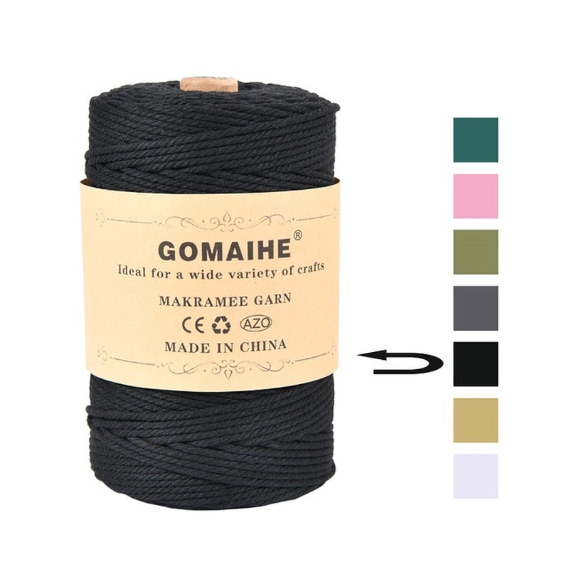 Gomaihe Macrame Cord 3Mm X 200M 100% Cotton Rope Craft String Twine for Wall Hanging Plant Hangers Knitting Home Decorations DIY