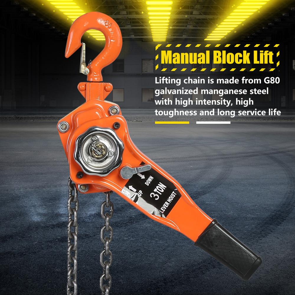 3T 0.75T Lifting Chains Block Hoist Ratchet Hoist Ratchet Lever Pulley Lifting 3 Meters Lifting Tools