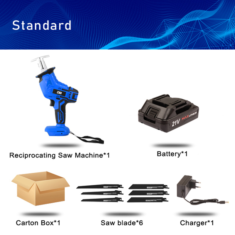 Cordless Reciprocating Saw 21V Adjustable Speed Chainsaw Wood Metal PVC Pipe Cutting Reciprocating Saw Power Tool by