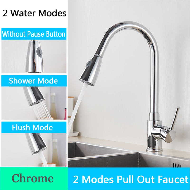 Brushed Nickel Kitchen Faucet Single Hole Pull Out Spout Kitchen Sink Mixer Tap Stream Sprayer Head Chrome/Black Mixer Tap