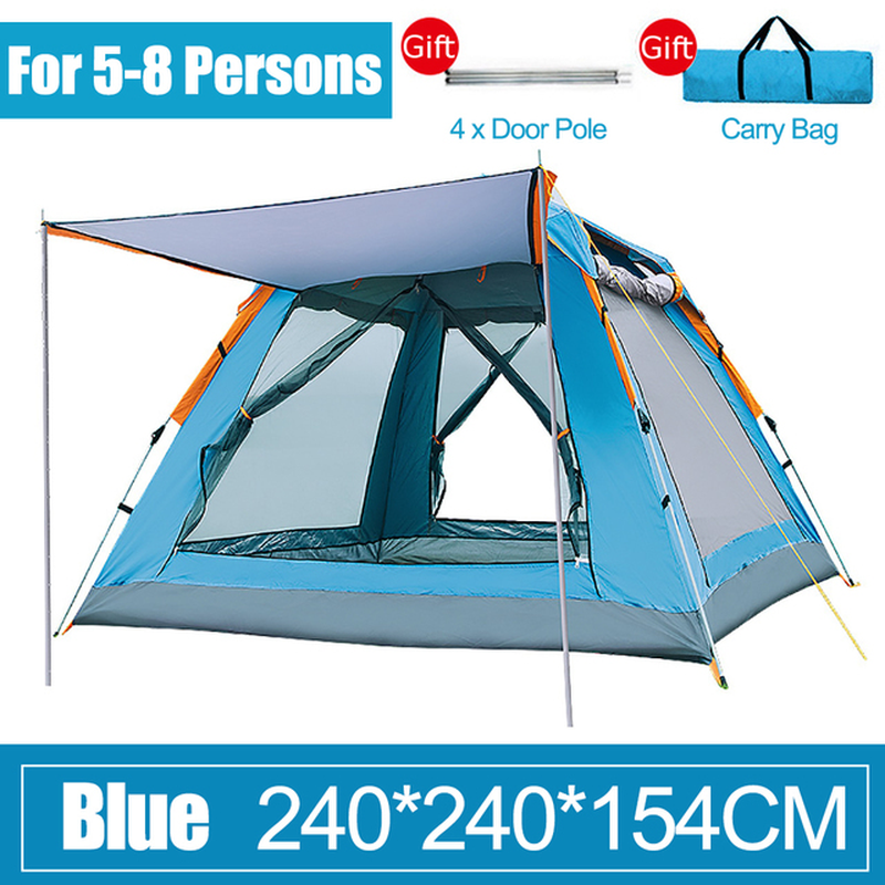 3-4 Persons Automatic Tent Outdoor Camping Tent Double Layer Waterproof Easy Instant Setup Protable Backpacking for Sun Shelter