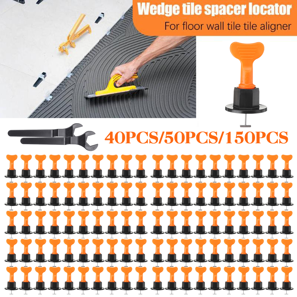 Becornce 100X Alignment Tile Leveling Wedges Tile Spacers System Flat Ceramic Leveler for Floor Wall Construction Tools Locator