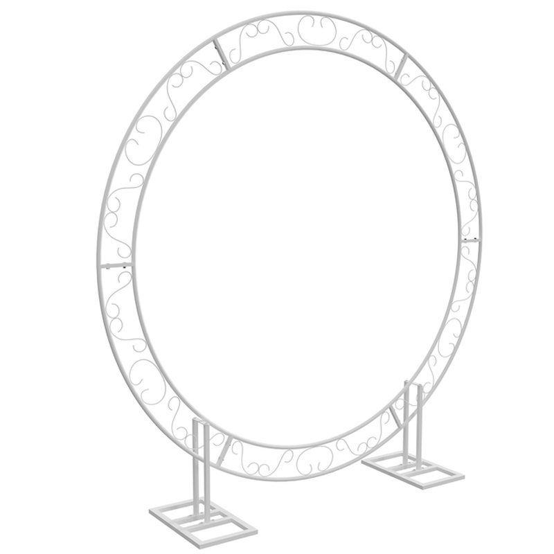 Large Iron Wedding Archway Props Backdrop Circle Balloon Arch for Ceremony Party Proposal Birthday Background Decoration 8.2Ft