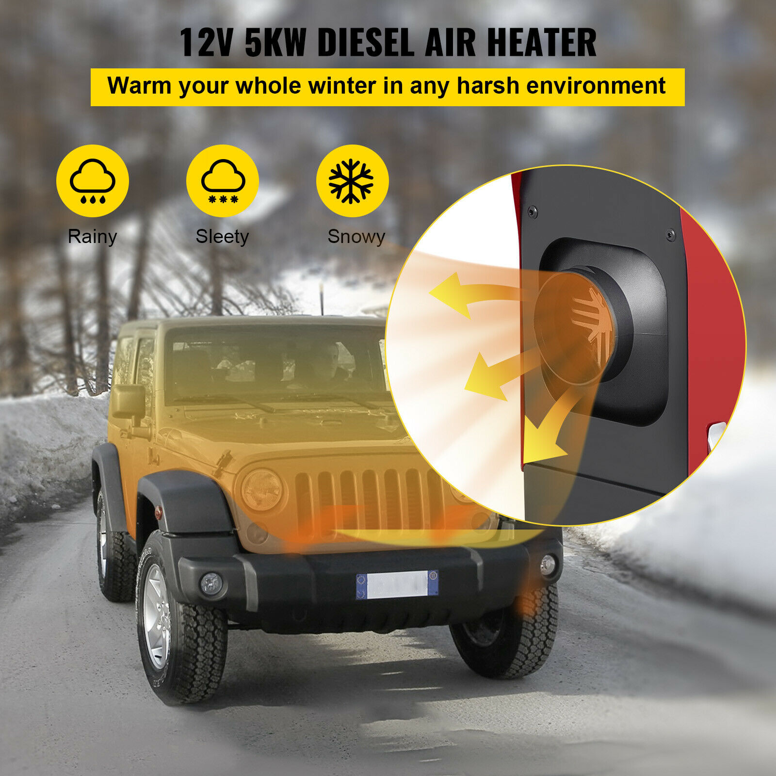 5KW Diesel Air Heater 12V All in One with LCD Switch & Remote Control Muffler Parking Suitable for Truck Boat Car Trailer