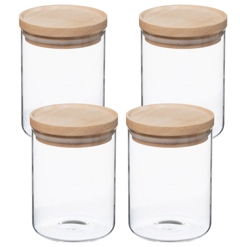 Glass Jars with Wooden Lid or Stainless Steel  Hermetics to Store Any Product