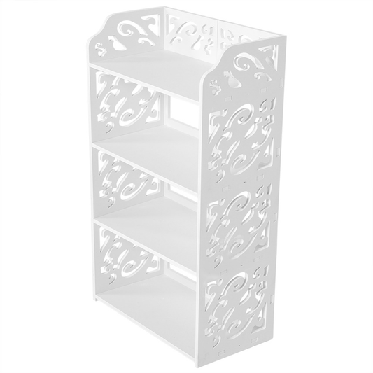 WPC 4 Tiers Hollow Out Shoe Rack Stand Storage Organiser Shelf - White