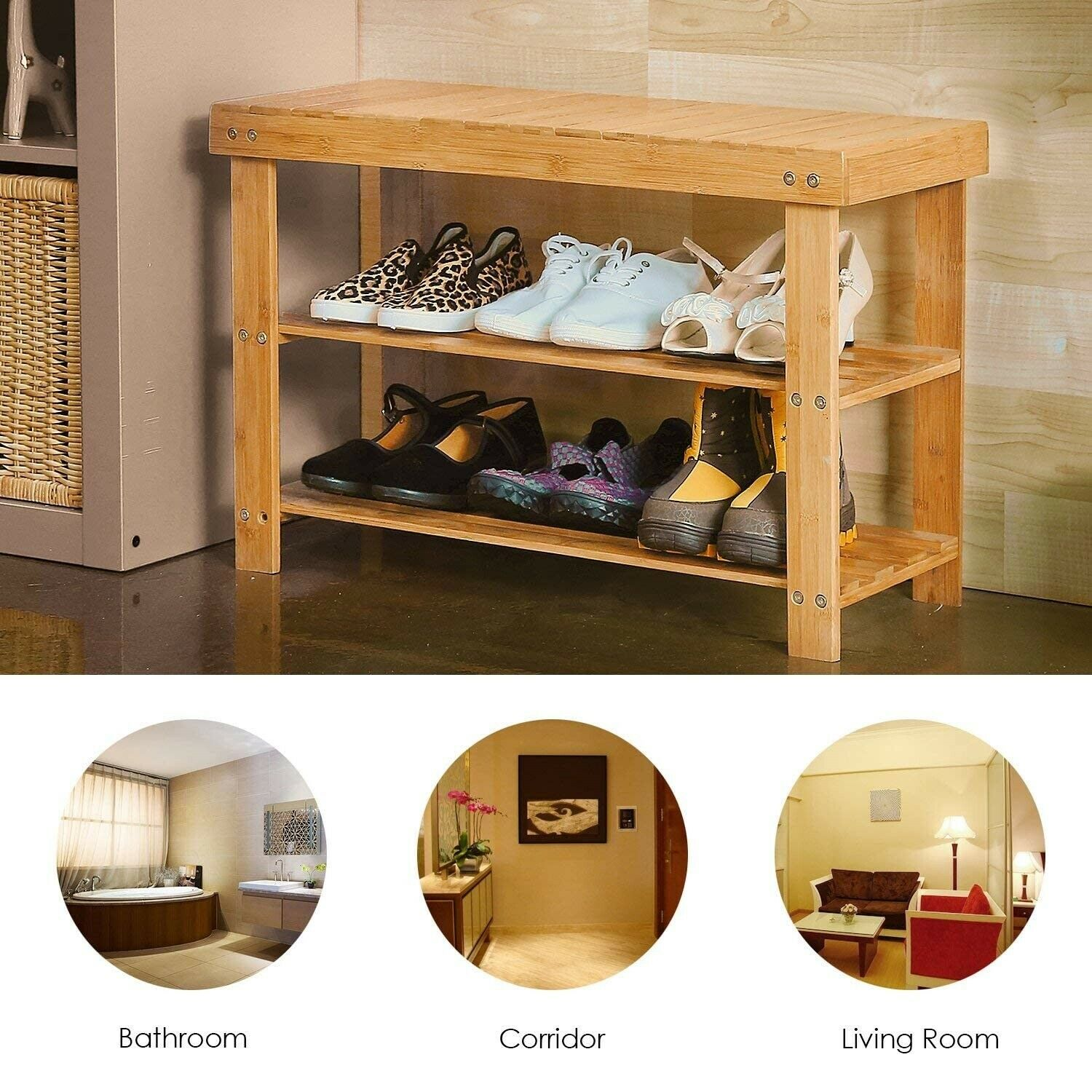 Multi-Layer Simple Shoe Cabinet Wooden Bamboo Space-Saving Shoe Organizer Shelf Home Dorm Storage Closet Shoes Rack