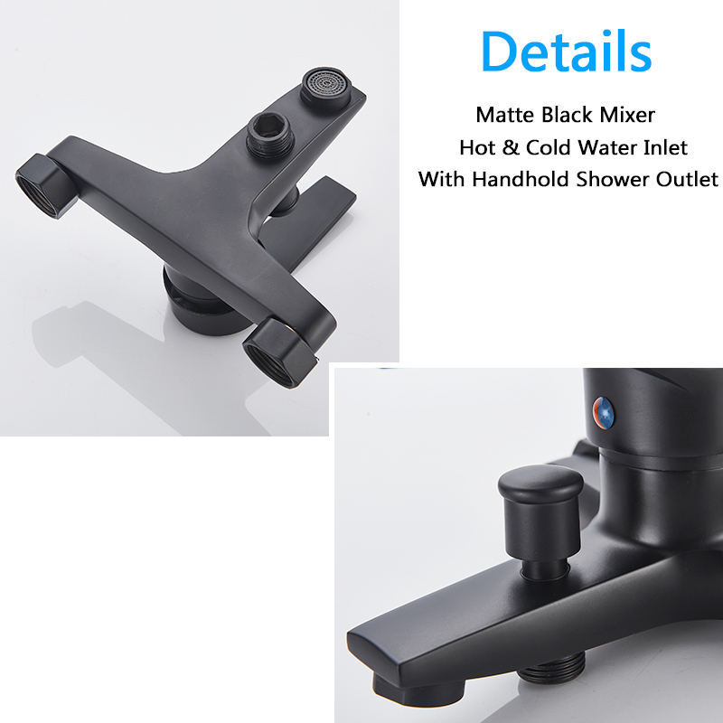 Matte Black Shower Faucets Wall Mount Bathroom Shower Faucets Bathtub Faucet Mixer Tap Shower Mixer Valve Control Valve