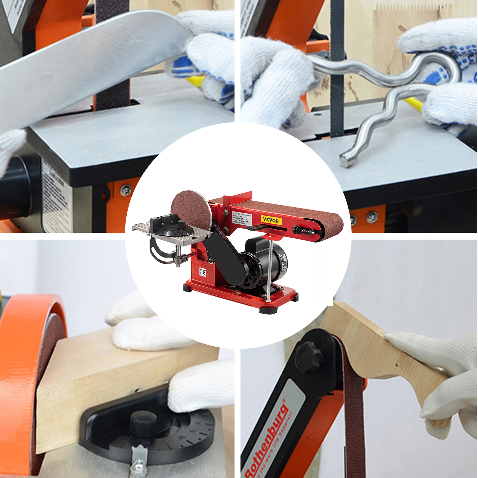 375W Multi-Function Abrasive Sanding Machine Desktop Belt Disc Sander Handmade Woodworking Grinding Polishing Power Tools