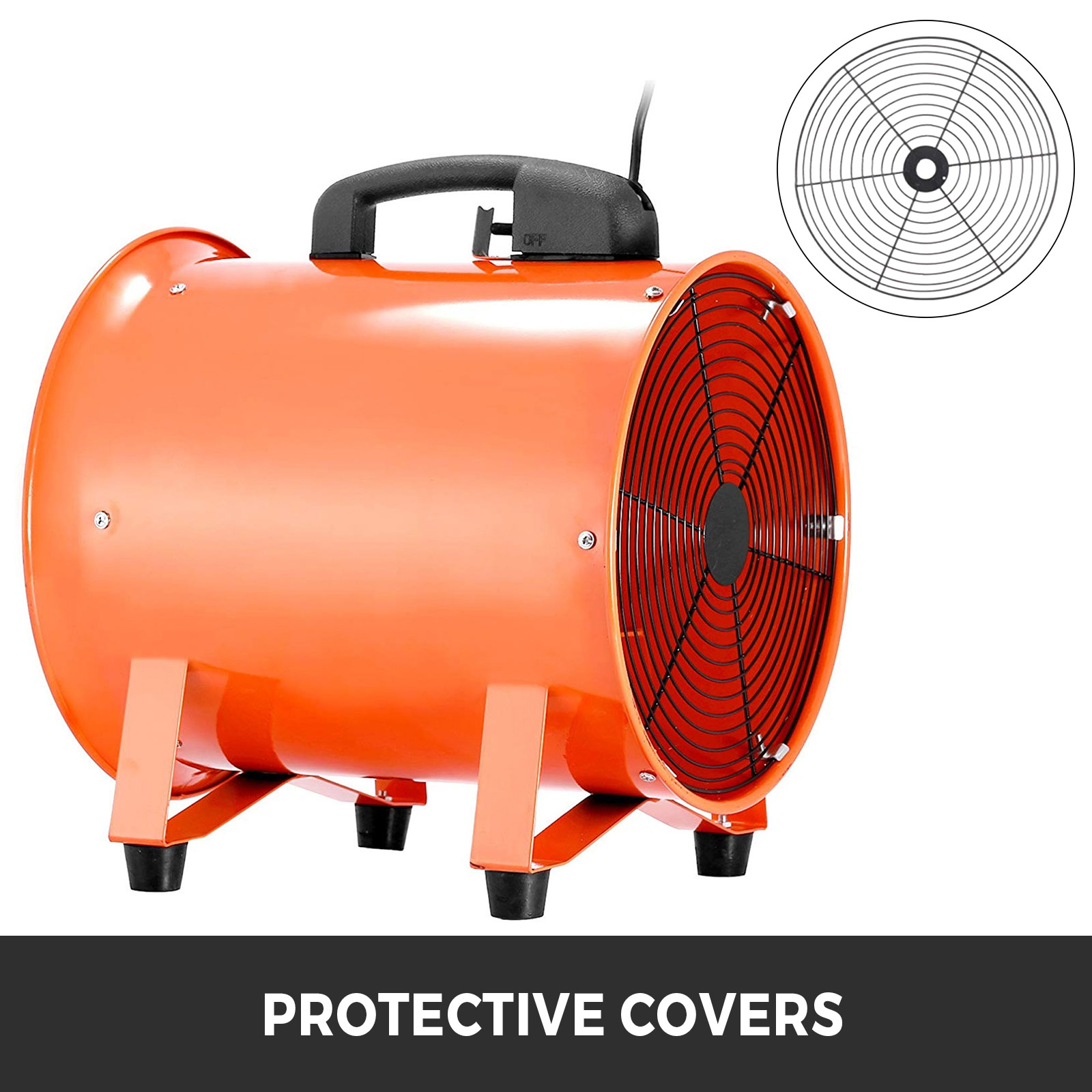 Industrial Axial Ventilator Portable Air Blower Fan 8" 10" 12" W/ PVC Duct High Velocity Low Noise for Tunnel Ventilation