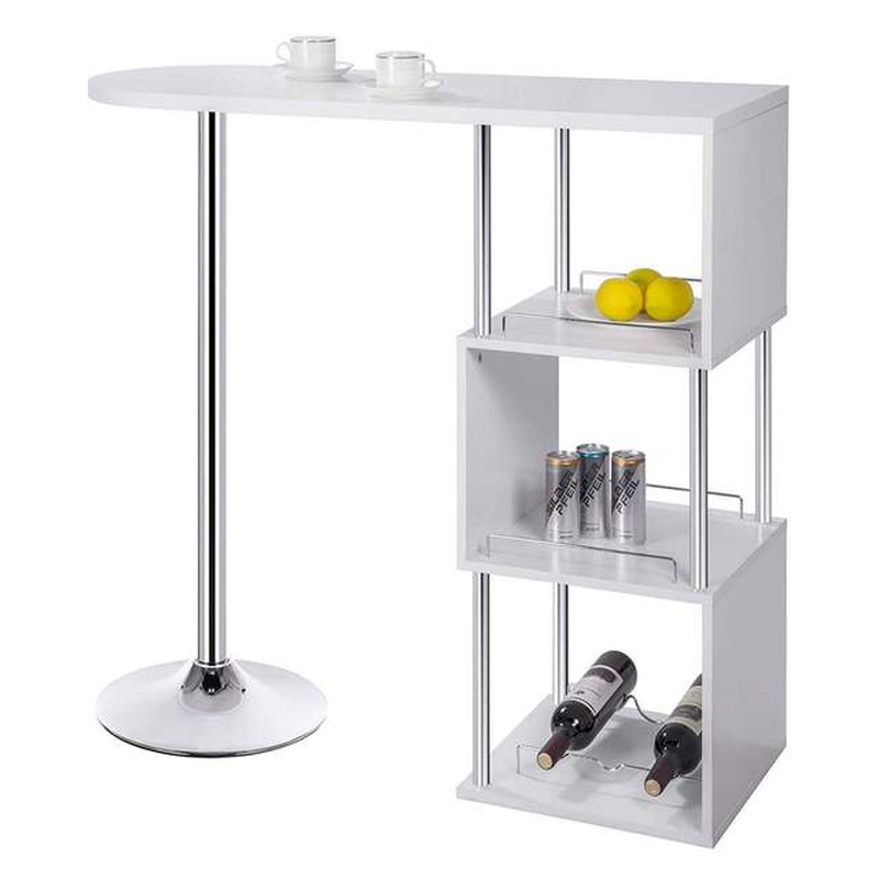 Light Luxury Modern Minimalist Bar Table, Bar Table, Dining Table, with Three Shelf Space Wine Rack-Mdf and Metal Black