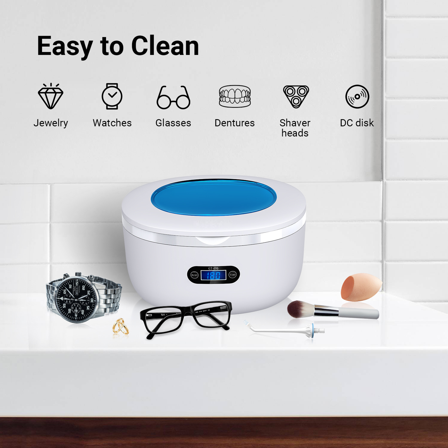 Ultrasonic Cleaner Portable 40000Hz High Frequency Vibration Cleaning Machine Jewelry Glasses Watch Cleaning