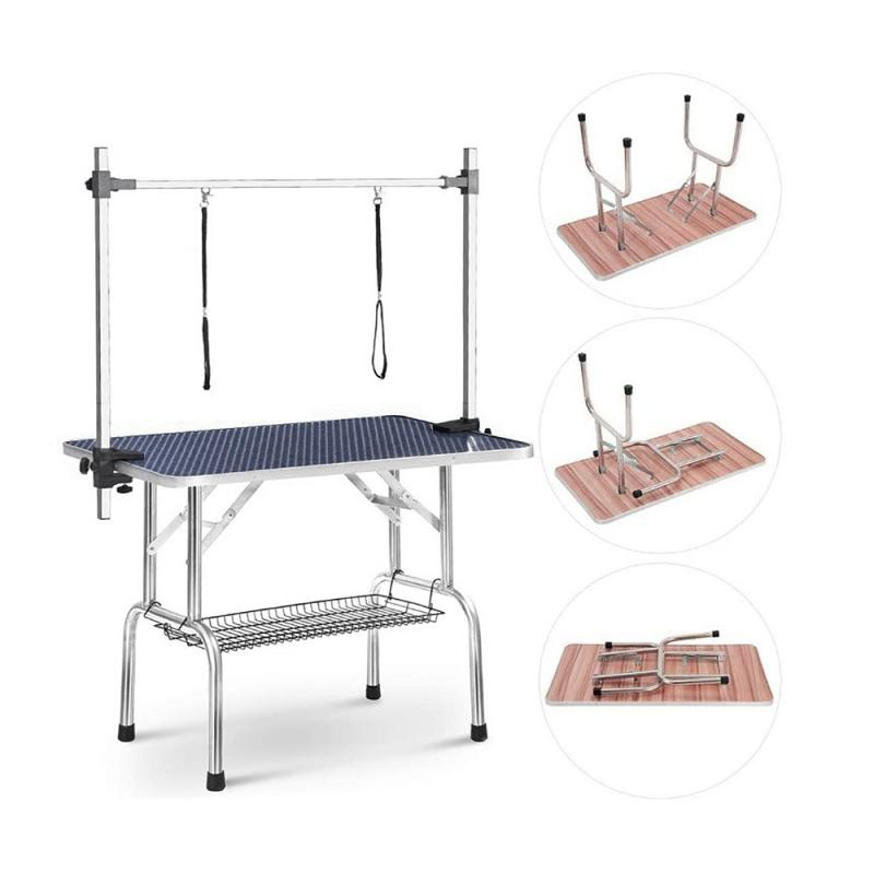 Foldable Pet Grooming Bracket Stainless Steel Pet Grooming Table for Small Pet Operating Table Rubber Surface Bath Desk HWC