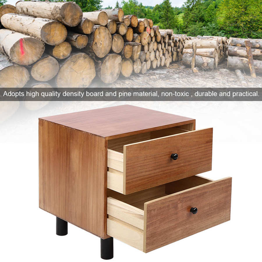 45X38X47Cm Bedside Cabinet Table Night Stand Storage Nightstand with Two Drawers for Living Room Bedroom